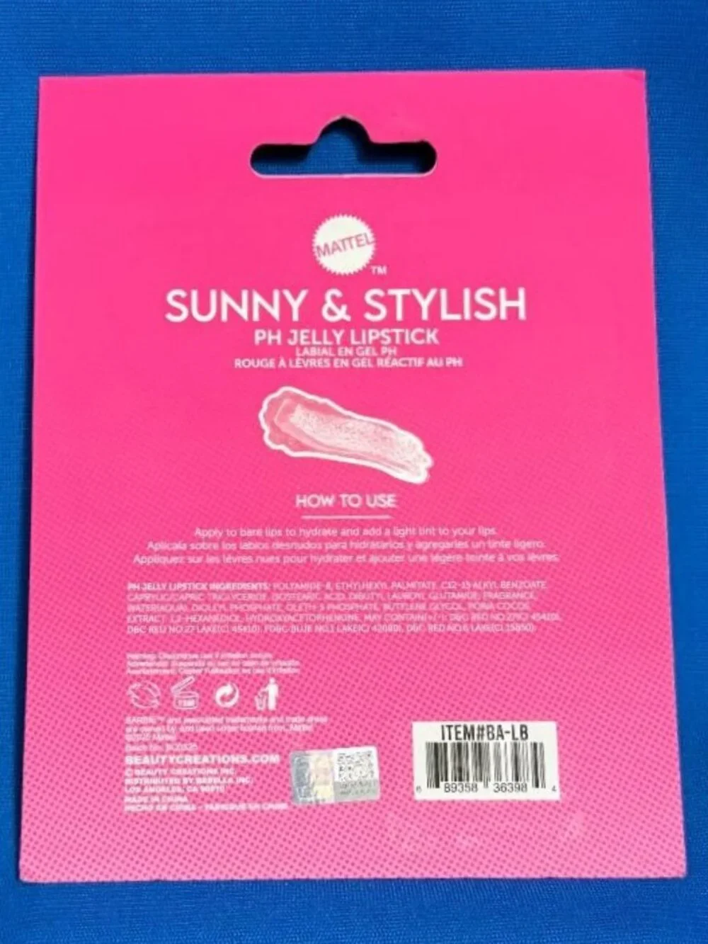BEAUTY CREATIONS BARBIE SUNNY & STYLISH PH JELLY STRAWBERRY LIPSTICK & KEYCHAIN